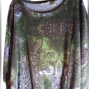 Art & Soul Paisley Print Women's Top Size 3X Boho Artsy Festival Whinsigoth